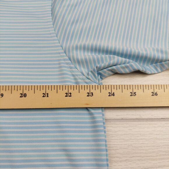 Dunning Golf Polo Shirt Mens‎ Large Blue Striped Casual Stretch Performance Wick - Picture 8 of 9